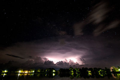 Scenic view of illuminated city against sky at night