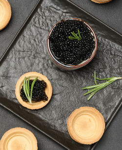 High angle view of food on table