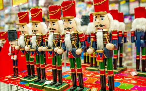 Close-up of christmas decorations for sale