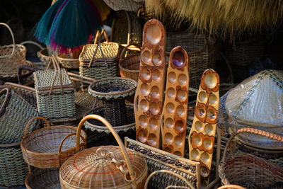 Close-up of wicker basket