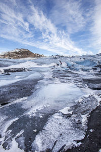 Scenic view of glaciers against sky