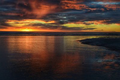 Scenic view of sea against cloudy sky