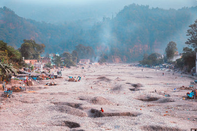 Group of people on mountain road