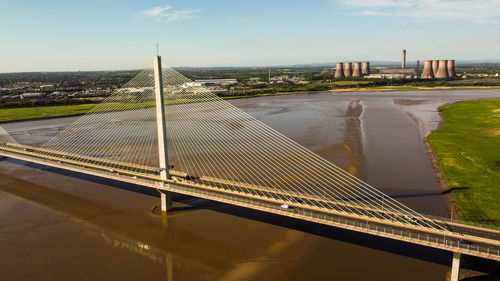 The mersey gateway bridge , drone photo may 2022