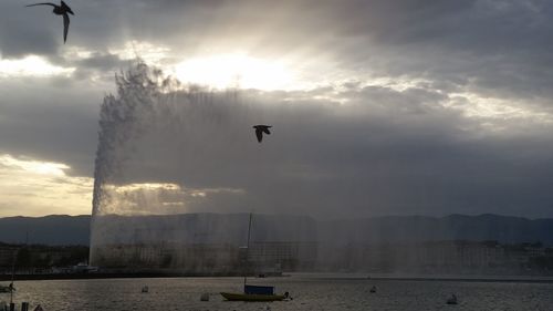 Side view of boat in calm lake