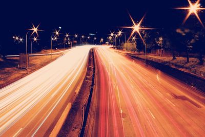 Light trails on highway at night