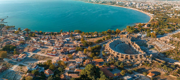 The ancient city of side. port. peninsula. turkey. manavgat. antalya.