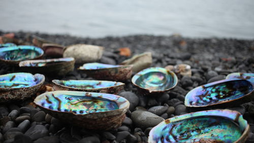 Close-up of pebbles on beach