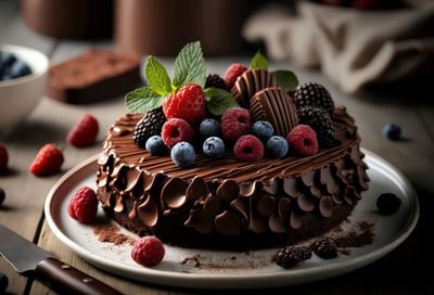 Close-up of dessert in plate on table