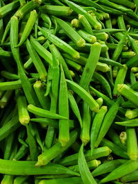 Full frame shot of okras for sale at market