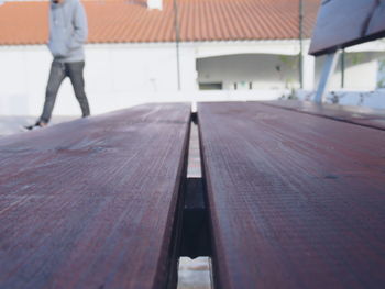 Low section of person on bench