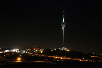 Illuminated tower at night