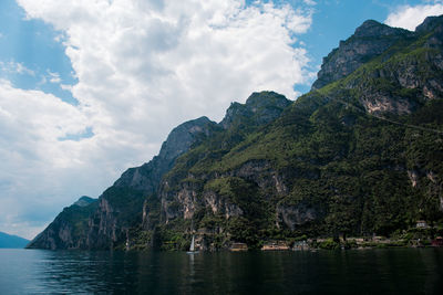 Scenic view of bay against sky