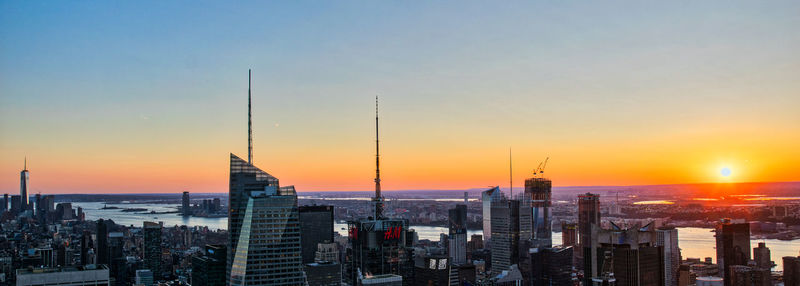 View of cityscape at sunset