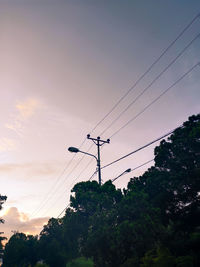 Low angle view of silhouette trees against sky at sunset