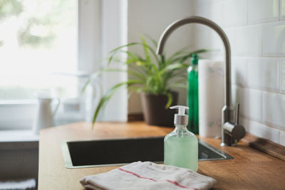 Close-up of table at home