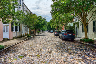 A cobblestone street in charleston, south carolina.
