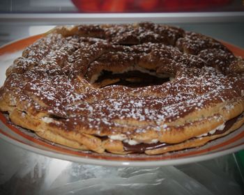 High angle view of cake in plate