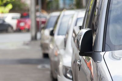 Close-up of car parked