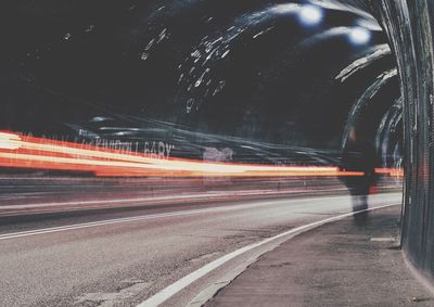 Blurred motion of road at night