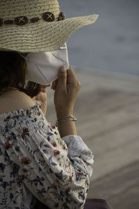 Rear view of woman looking at sea