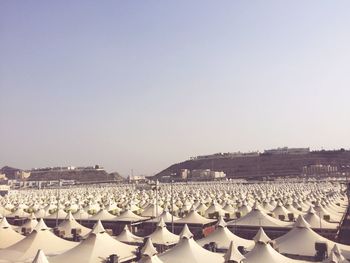 Panoramic view of sea against clear sky