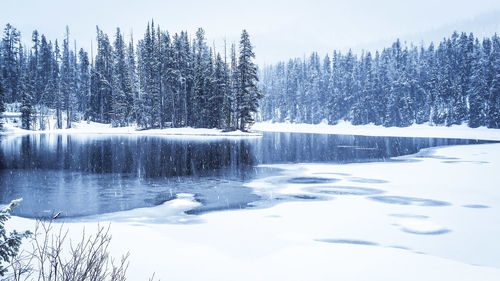 Frozen lake against sky