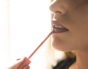 Close-up of woman holding hands