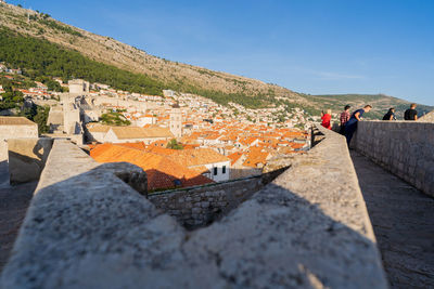 High angle view of townscape against sky