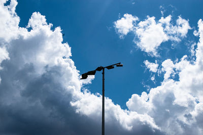 Low angle view of bird flying in sky