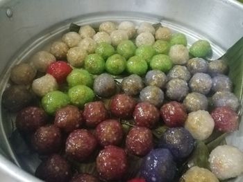 High angle view of fruits in bowl