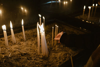 Close-up of illuminated candles