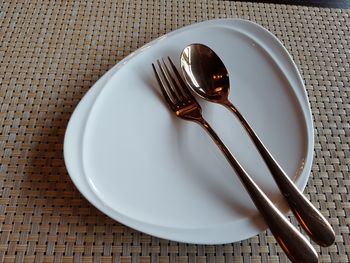 High angle view of dessert in plate on table