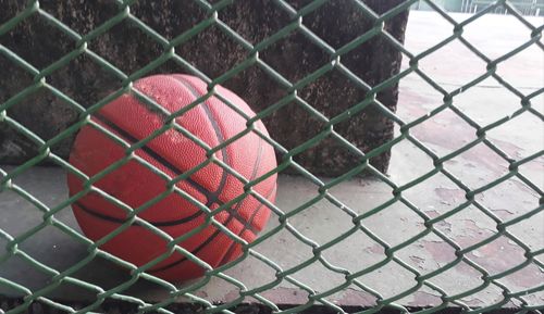 High angle view of chainlink fence