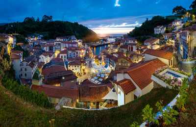 High angle view of townscape against sky