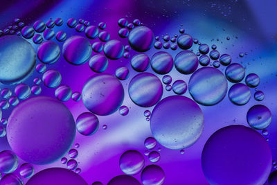 Close-up of water drops on blue floating