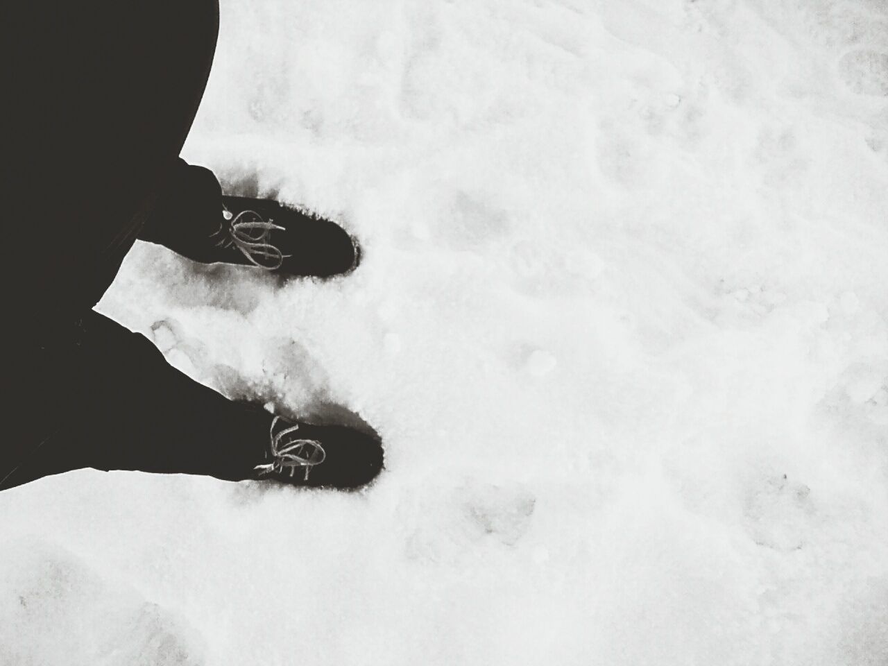 lifestyles, leisure activity, low section, snow, winter, person, cold temperature, men, shoe, high angle view, standing, unrecognizable person, season, holding, human foot, covering