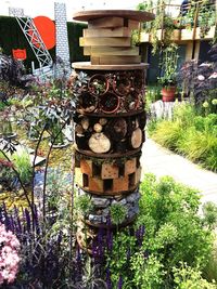 Potted plants against built structure