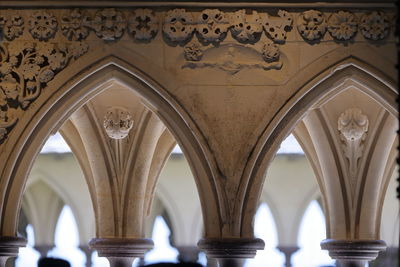 Columns, arches and ornaments from the cloister of the abbey of mont-saint-michel