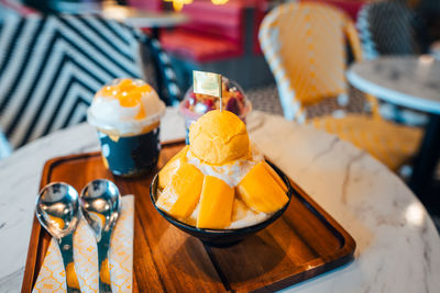 Close-up of food on table