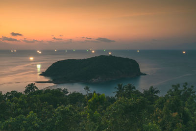 Scenic view of sea against sky during sunset