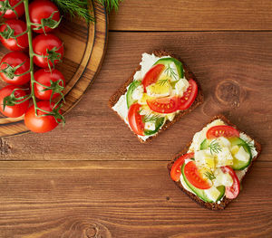 High angle view of food on table