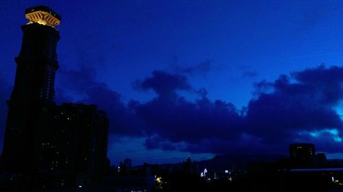 City buildings against cloudy sky