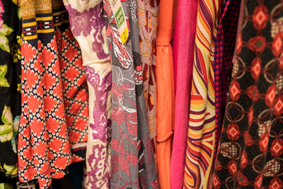 Full frame shot of clothes hanging at market stall