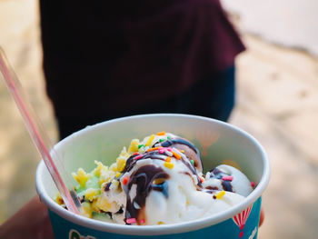 Close-up of ice cream in bowl