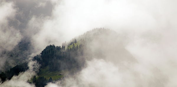 Scenic view of waterfall against sky