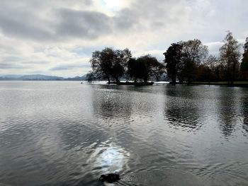 Scenic view of lake against sky