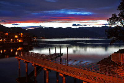 Scenic view of lake at sunset