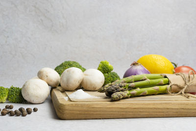 Close-up of fruits on cutting board