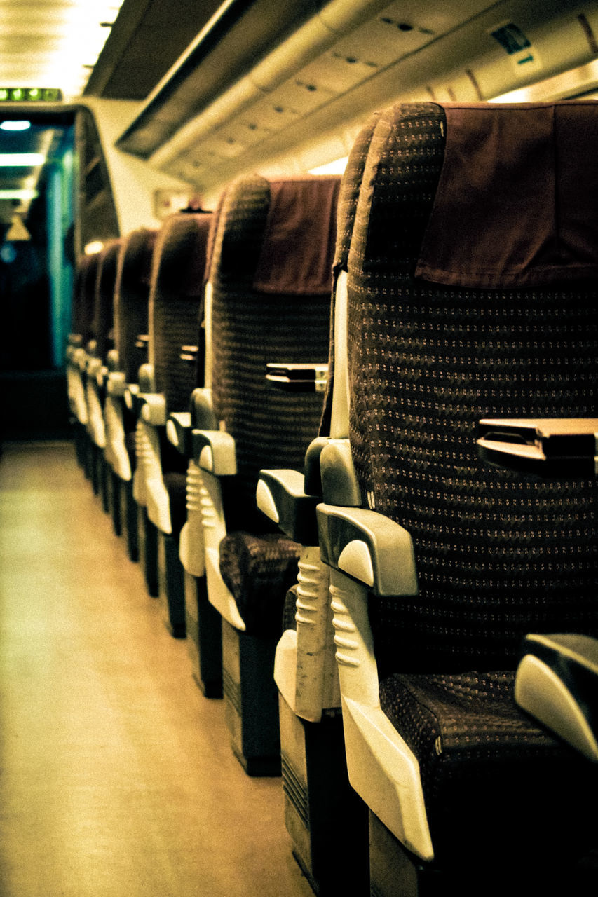 CLOSE-UP OF SEATS IN SHOPPING CARTS